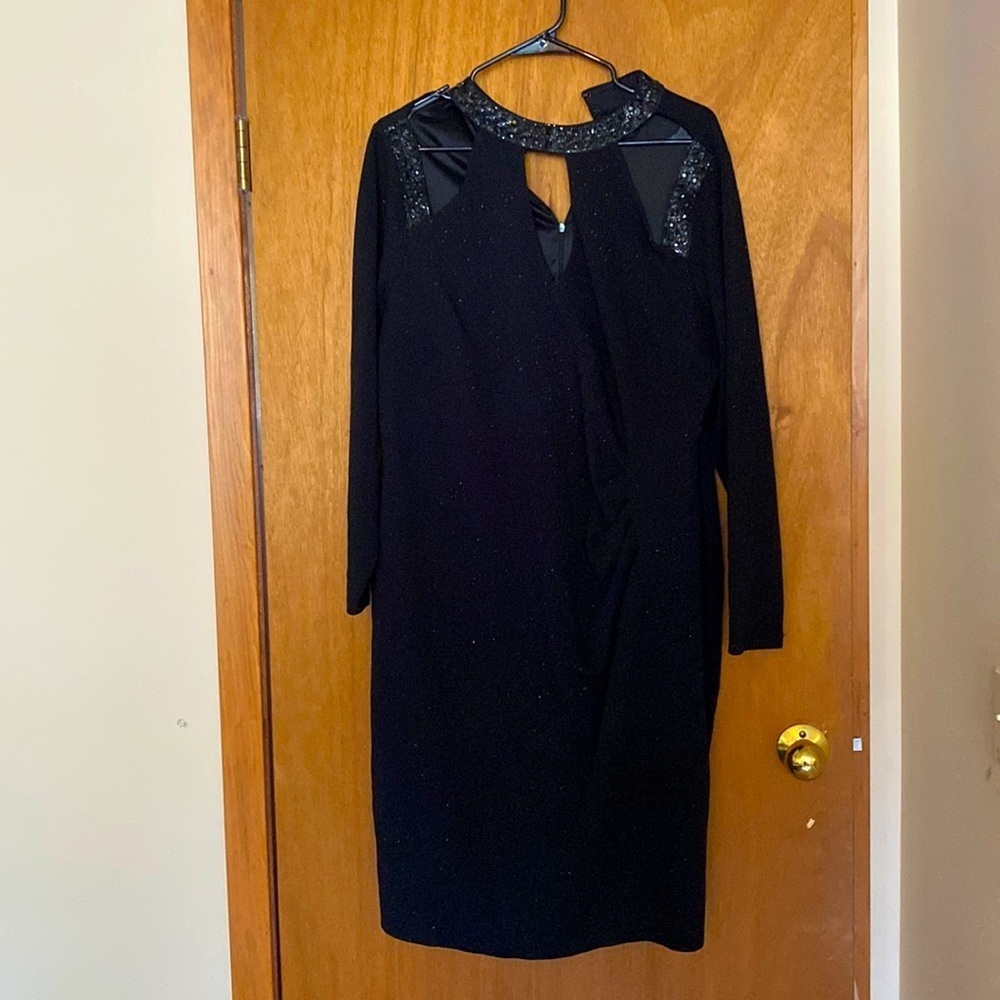 Black shiny cut out dress